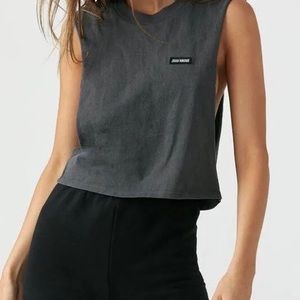 Joah Brown Crop Tank Top, Washed black